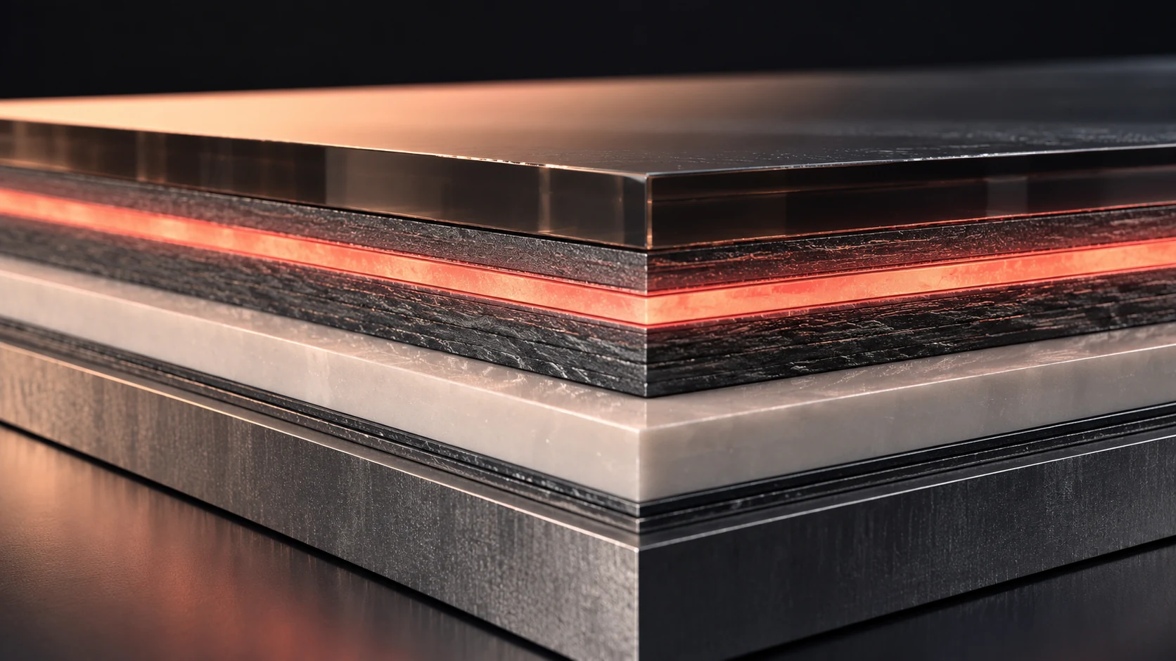 Concept cutaway of a thin interface inside a layered semiconductor